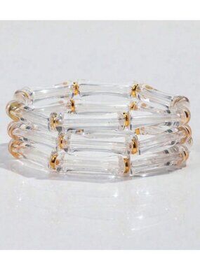 New! Clear Acrylic Bamboo Bracelet Stack Set NWOT